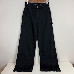 American Eagle Black Wide Leg Utility Pants 0